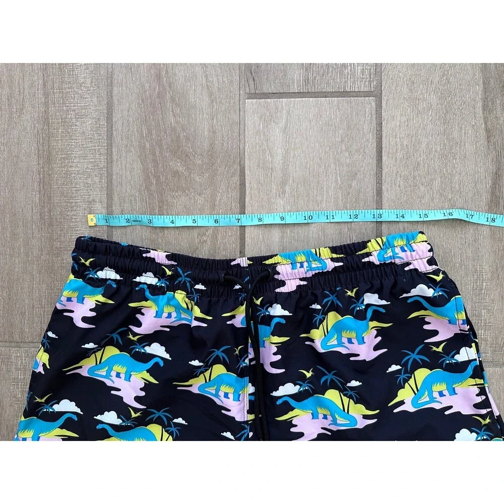 Cabana by Crown & Ivy Men's Dinosaur Swim Trunks Size Large Navy Liner Cut Out